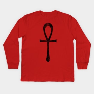 Black Ankh Grunge Kids Long Sleeve T-Shirt